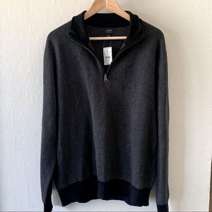 JCrew Cotton Half-Zip Sweater in Herringbone